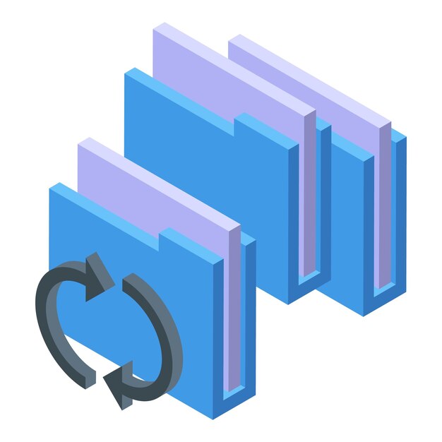 Folder data icon isometric vector File document Pc computer