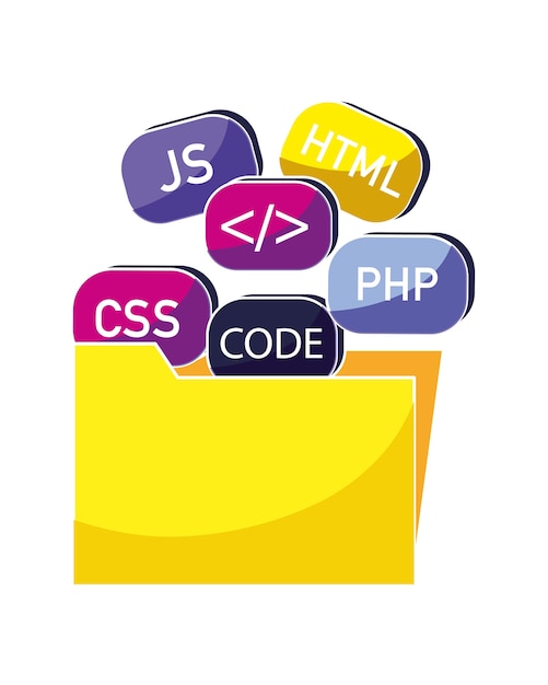 Vettore file di cartelle con tecnologia di codice di programmazione
