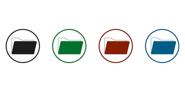 Folder icon. Round buttons illustration set. Vector illustration eps 10