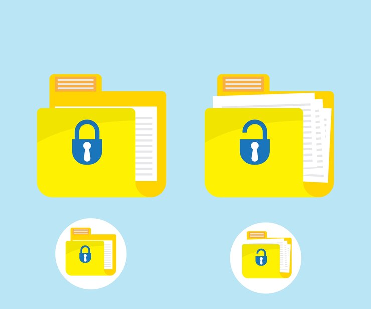 Vector folder locked and unlocked icon logo vector illustration