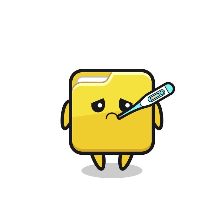 Vector folder mascot character with fever condition , cute style design for t shirt, sticker, logo element