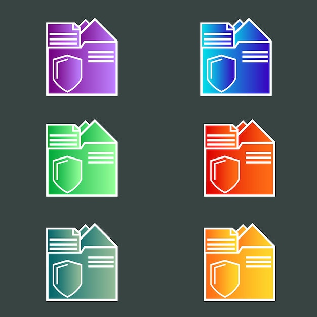 Vector folder under the shild icon set