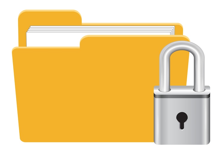 Vector folder with master key lock icon vector