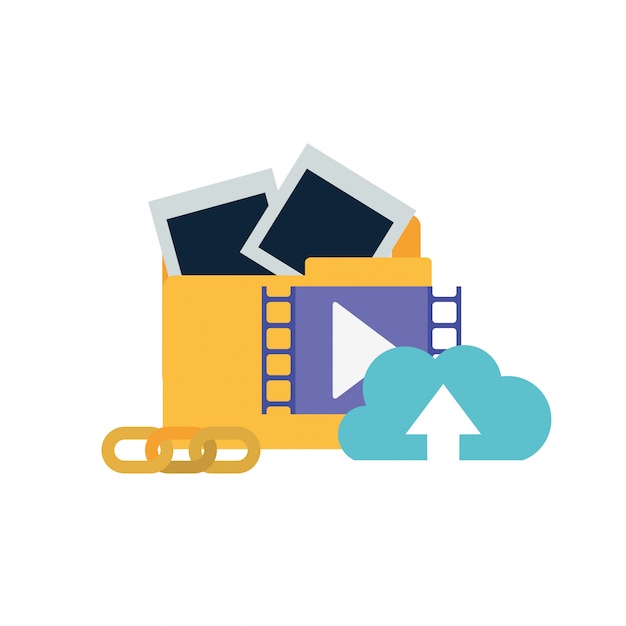 Vector folder with objects isolated icon