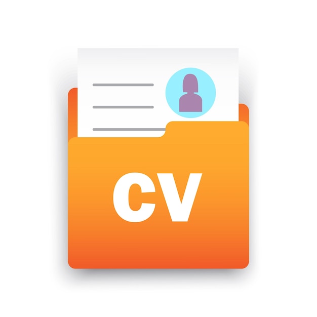 Folder with personal files. Resume cv file. Vector illustration.