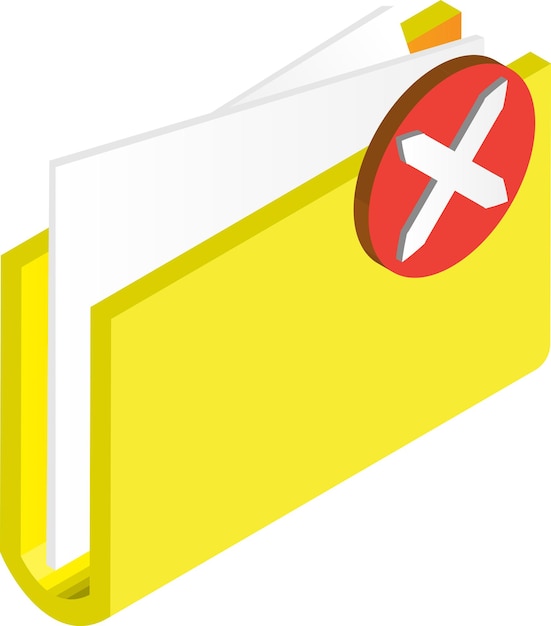 Folder and wrong mark illustration in 3D isometric style