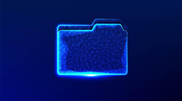 Folderabstract低ポリワイヤーフレームメッシュデザインは、青い背景の点と線のベクトル図を接続します