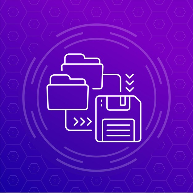 Folders for backup line icon for web