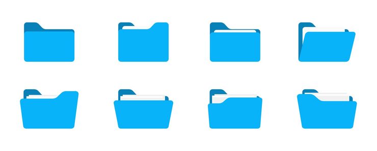 Vector folders icon folders with documents open folder and close folder document directory sign data office folder file set of flat icons folder for your web site design app ui vector illustration