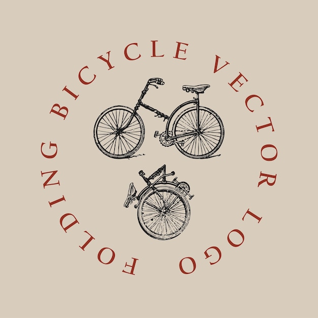 Folding bicycle bike cyclist retro logo old vintage illustration template design vector elements