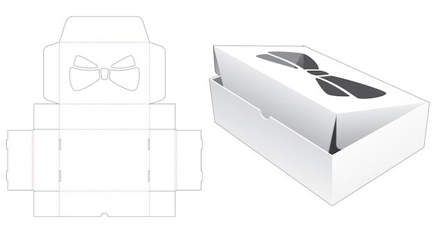 Folding box with bow stencil die cut template