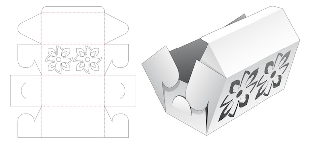 Folding box with stenciled pattern die cut template