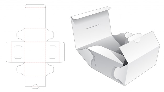 Folding cake box packaging die cut template