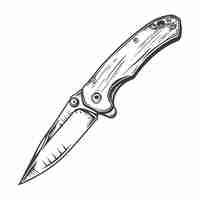 Vector folding knife woodcut style drawing vector illustration