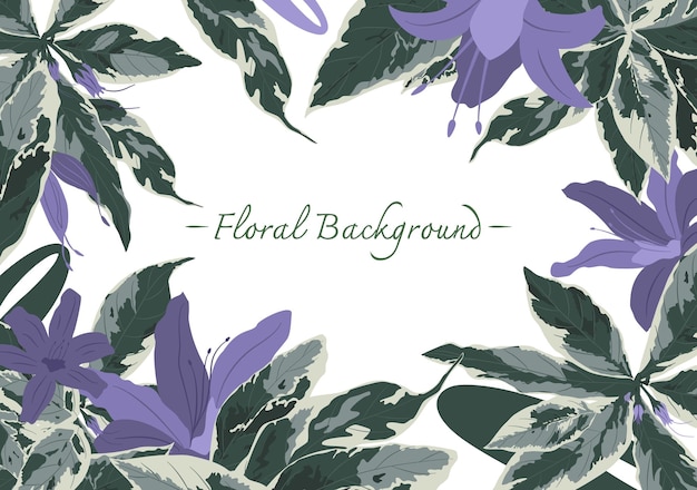 Foliage and floral frame in forest theme vector banner background