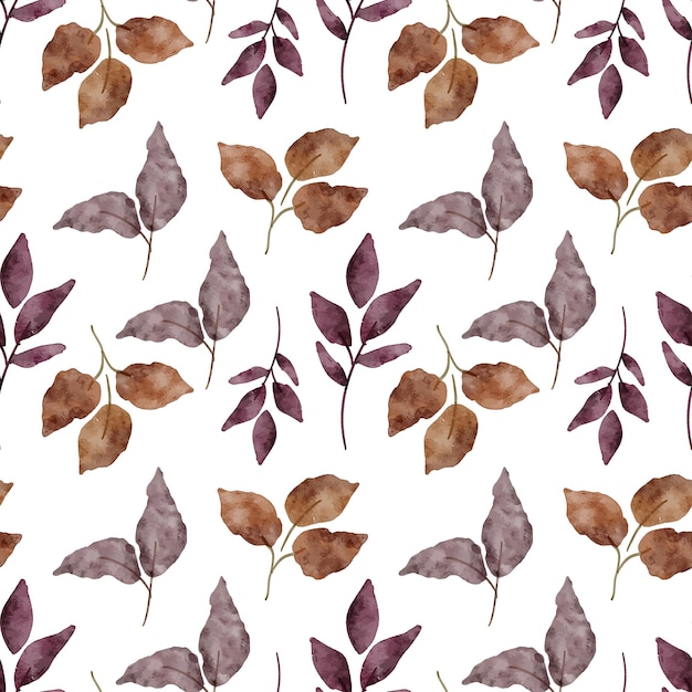 Foliage leaf floral watercolor autumn seamless pattern