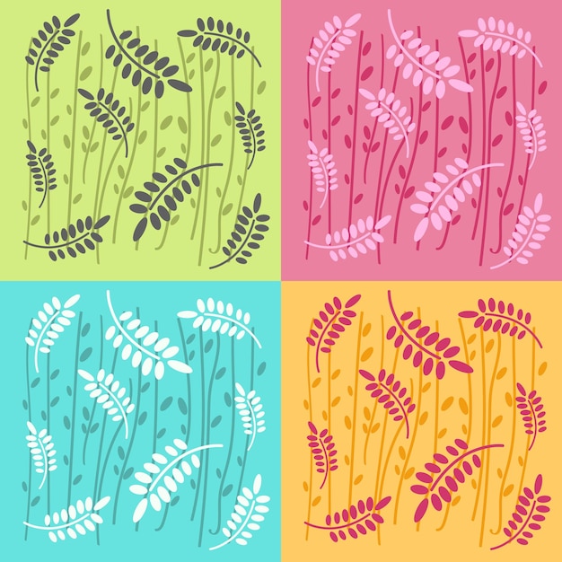 Foliage trendy background set