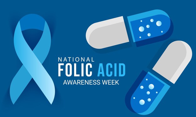 Folic acid awareness week background banner card poster template Vector illustration