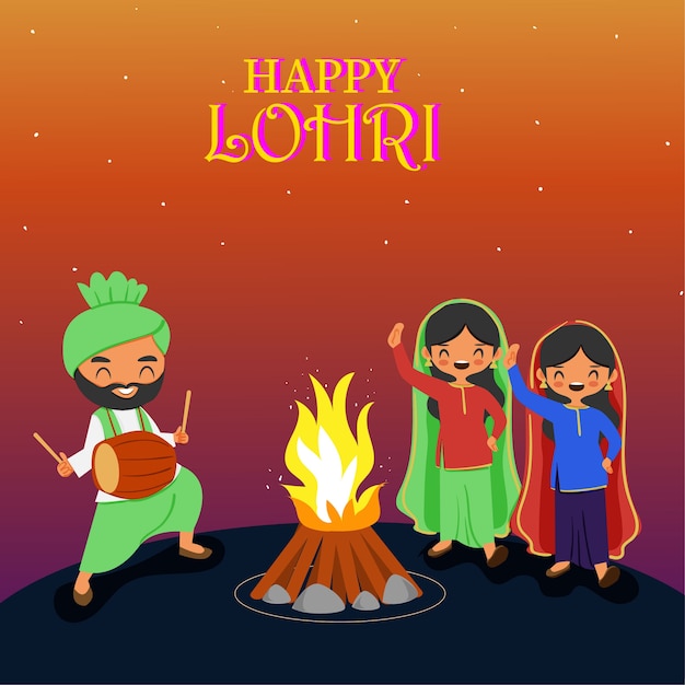 Lohri 축제를 축하하기 위해 Punjab의 민속 무용가