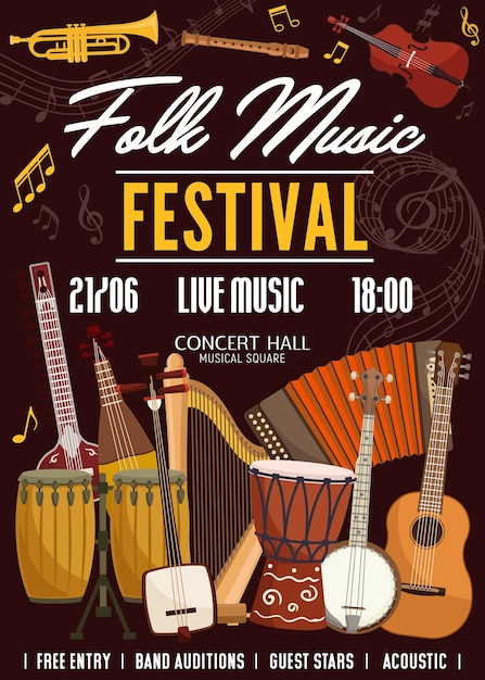 Folk music festival traditional music instruments