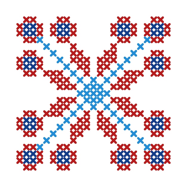 Vector folk pattern cross stitch snowflake or flower