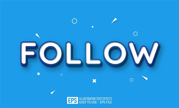 Vector follow 3d text editable style effect template