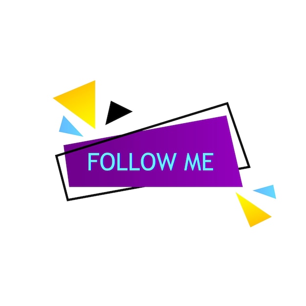 Vector follow me on bright background with random items.template for social media post, subscribers banner for blog. vector illustration.