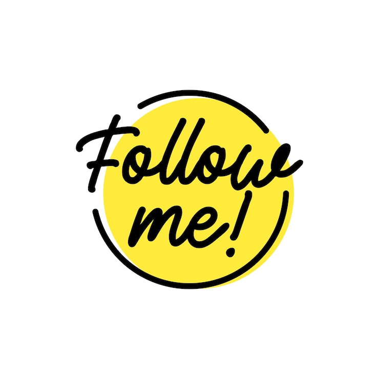 Vector follow me icon. vector flat illustration. label or button for social networks on white background. modern typographic design.
