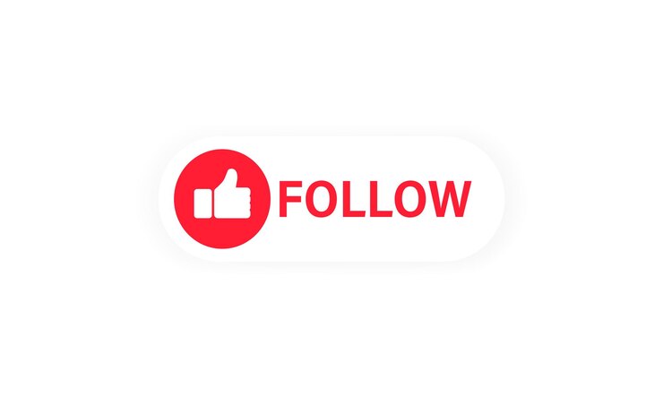 Vector follow us button. thumbs up icon. blogging. social network symbol in flat style with shadow. vector on isolated white background. eps 10.