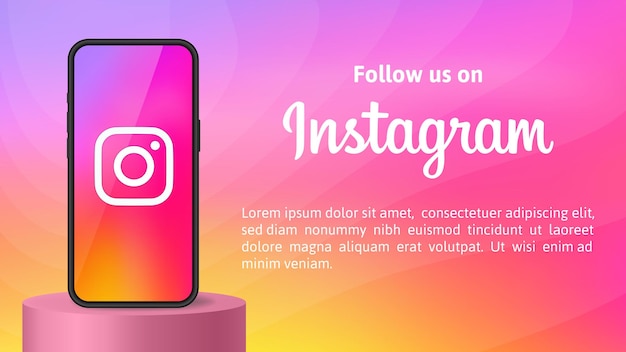 Vector follow us on instagram banner join us on social networks social media promotion username