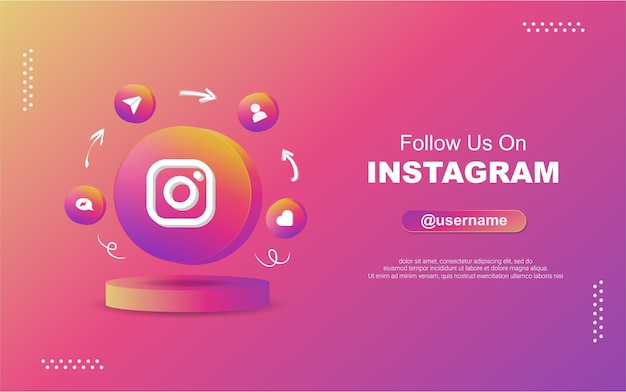 Vector follow us on instagram for social media in 3d round circle notification icons