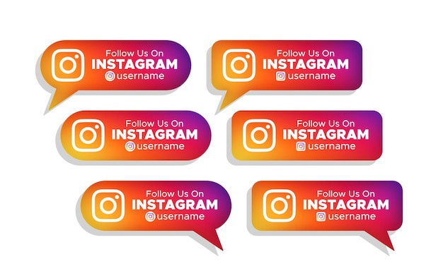 Follow us on Instagram social media banner label 3d vector illustration