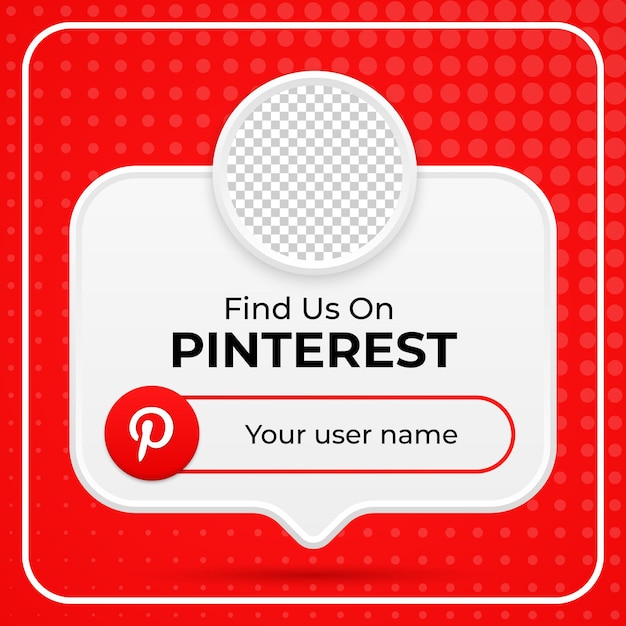 Seguici sul banner quadrato dei social media di pinterest