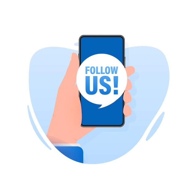 Vector follow us smartphone banner in flat style on white background vector illustration