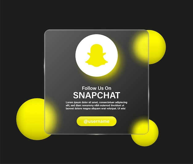 Follow us on snapchat logo icon in glassmorphism transparent background social media icons logos