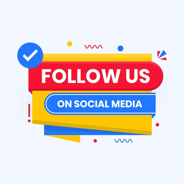 Vector follow us on social media banner design label clipart