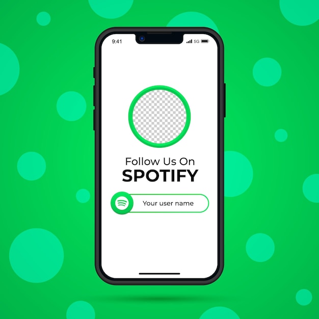 Следуйте за нами, spotify на баннере смартфона в социальных сетях