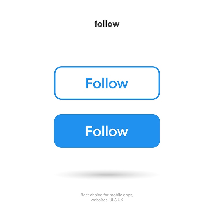 Vector follow us sticker button label badge flag sign symbol for mobile app website ui ux promotion