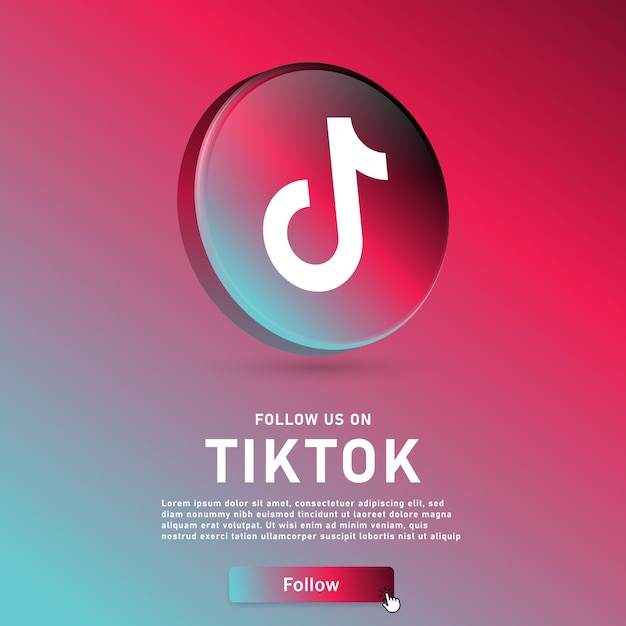 소셜 미디어 아이콘 로고에 대한 tiktok 3d 로고 아이콘에서 우리를 따르십시오.