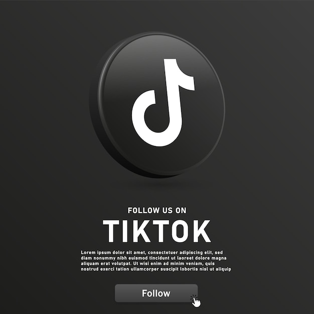 Следите за нами в tiktok 3d значок логотипа для значков социальных сетей логотипы в 3d круглом круге присоединяйтесь к нам баннер