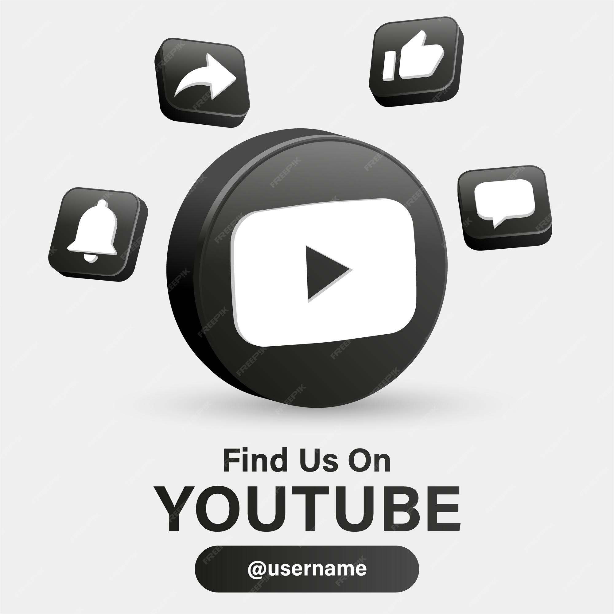 Premium Vector | Follow us on youtube social media logos with 3d ...