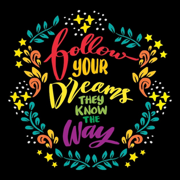 follow your dreams they know the way hand lettering poster quotes