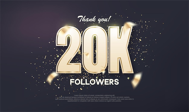 Followers design 20k achievement celebration unique number with luxury gold