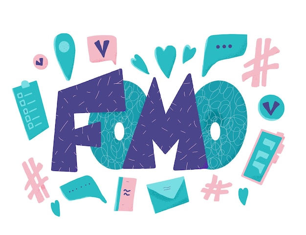 Vector fomo vector hand drawn text stylized word