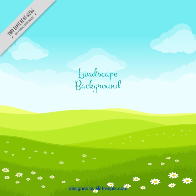 Fondo de paisaje con prado verde