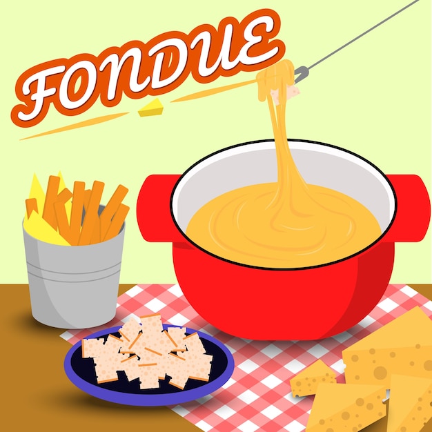 Vector fondue cheese