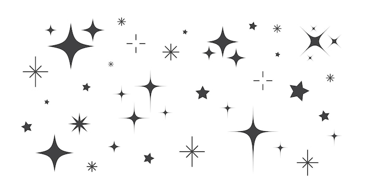 Vector fonkelende sterren geïsoleerd op witte achtergrond set sparkles stars pictogram vectorillustratie