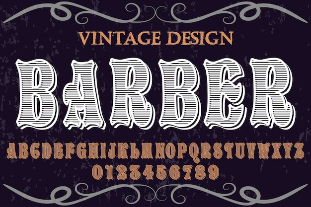 Font alphabet handcrafted vector named barber