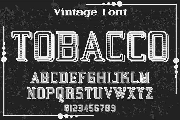 Alfabeto di font handcrafted vector named tobacco