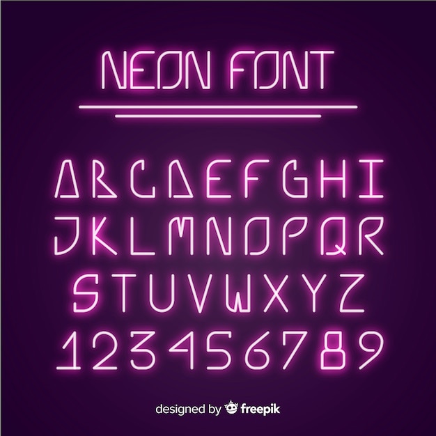 Vector font alphabet in neon style